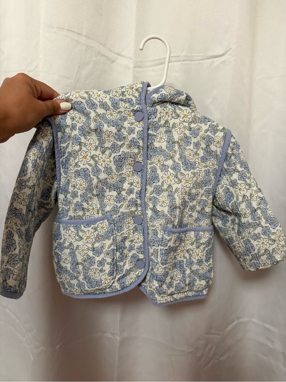 Zara Blue Floral Quilted Kids Jacket